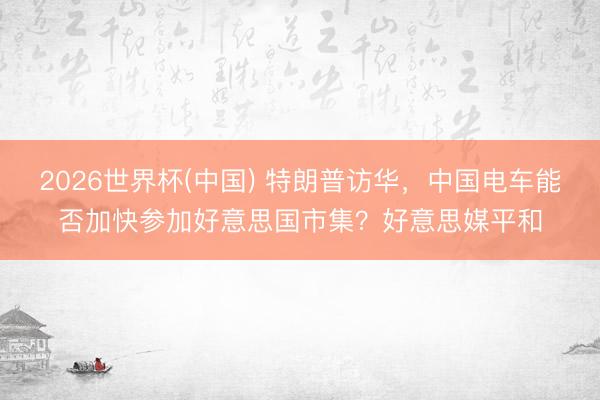 2026世界杯(中国) 特朗普访华，中国电车能否加快参加好意思国市集？好意思媒平和