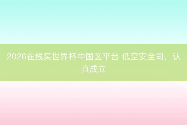 2026在线买世界杯中国区平台 低空安全司，认真成立