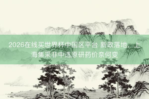 2026在线买世界杯中国区平台 新政落地，上海集采非中选原研药价奈何变