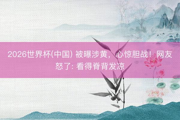 2026世界杯(中国) 被曝涉黄，心惊胆战！网友怒了: 看得脊背发凉