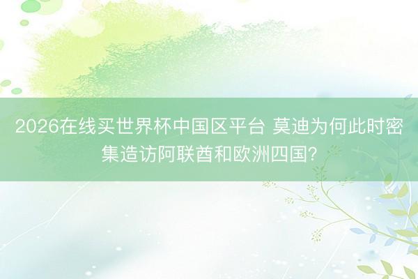 2026在线买世界杯中国区平台 莫迪为何此时密集造访阿联酋和欧洲四国？