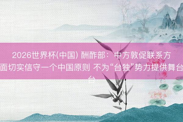 2026世界杯(中国) 酬酢部：中方敦促联系方面切实信守一个中国原则 不为“台独”势力提供舞台