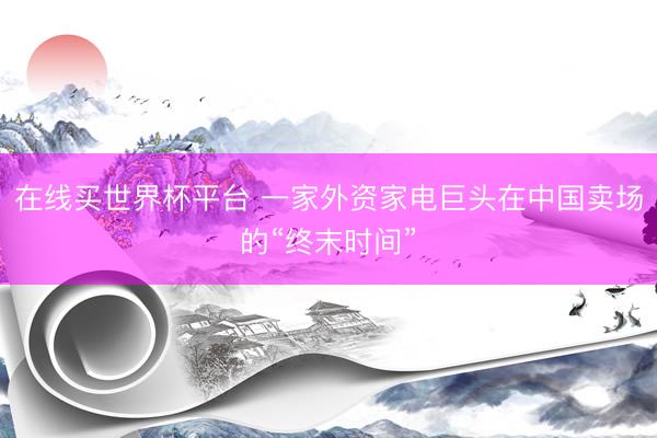 在线买世界杯平台 一家外资家电巨头在中国卖场的“终末时间”
