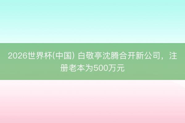 2026世界杯(中国) 白敬亭沈腾合开新公司,注册老本为500万元