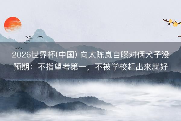 2026世界杯(中国) 向太陈岚自曝对俩犬子没预期:不指望考第一,不被学校赶出来就好