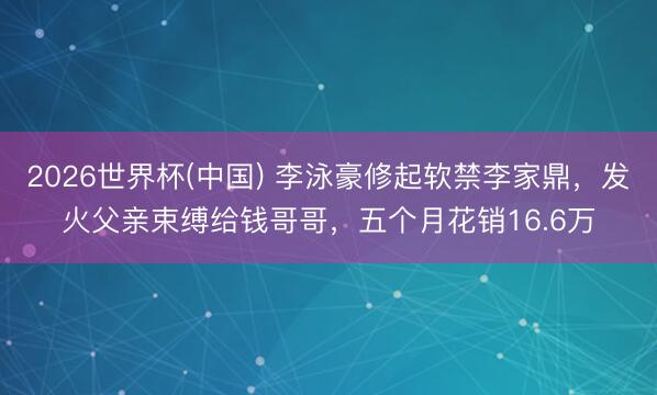 2026世界杯(中国) 李泳豪修起软禁李家鼎，发火父亲束缚给钱哥哥，五个月花销16.6万