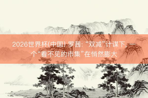 2026世界杯(中国) 罗茜: “双减”计谋下， 一个“看不见的市集”在悄然膨大