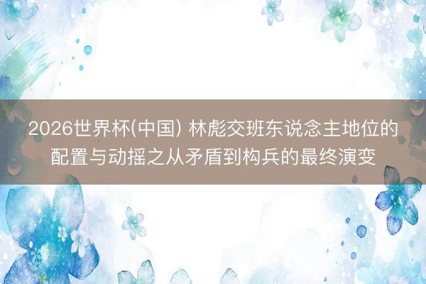 2026世界杯(中国) 林彪交班东说念主地位的配置与动摇之从矛盾到构兵的最终演变