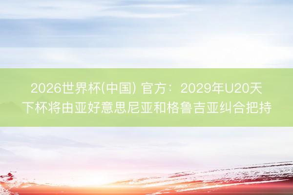 2026世界杯(中国) 官方:2029年U20天下杯将由亚好意思尼亚和格鲁吉亚纠合把持