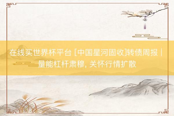 在线买世界杯平台 [中国星河固收]转债周报 | 量能杠杆肃穆， 关怀行情扩散