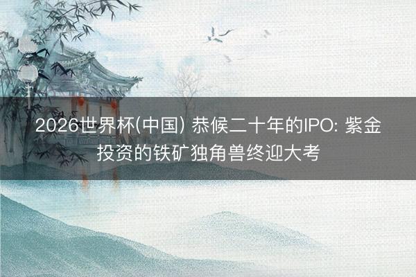 2026世界杯(中国) 恭候二十年的IPO: 紫金投资的铁矿独角兽终迎大考