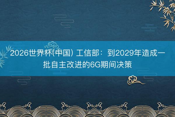 2026世界杯(中国) 工信部：到2029年造成一批自主改进的6G期间决策