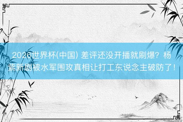 2026世界杯(中国) 差评还没开播就刷爆？杨紫新剧被水军围攻真相让打工东说念主破防了！