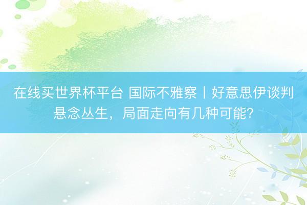在线买世界杯平台 国际不雅察丨好意思伊谈判悬念丛生，局面走向有几种可能？