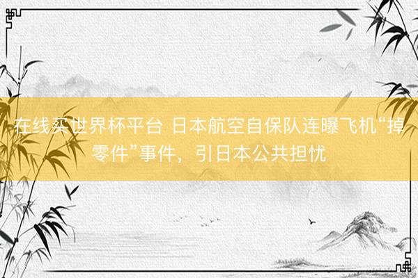 在线买世界杯平台 日本航空自保队连曝飞机“掉零件”事件，引日本公共担忧