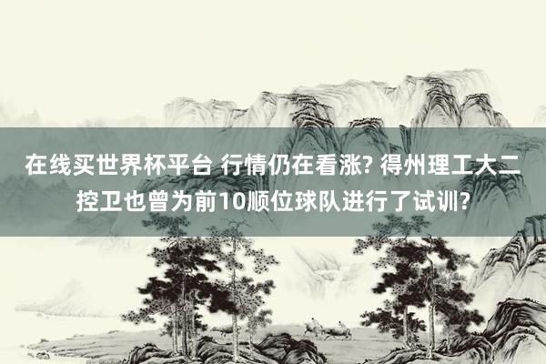 在线买世界杯平台 行情仍在看涨? 得州理工大二控卫也曾为前10顺位球队进行了试训?